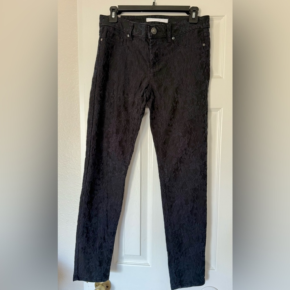 LC Lauren Conrad Black Floral Print Mid Rise Jeans